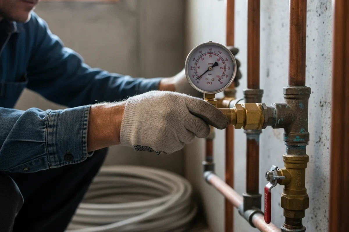 Pressure testing a repaired line during Water Line Repair in Spruce Pine